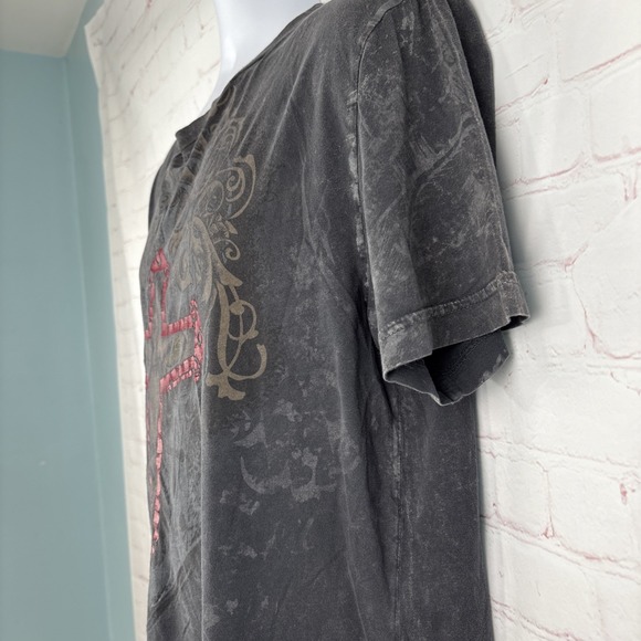 Y2K Rass Gothic Cross Knight T Shirt Mens XL Black Pima Cotton Double Sided Emo - Picture 5 of 13